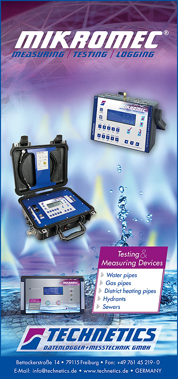 TECHNETICS-mikromec®- Testing and Measuring Devices Water pipes Gas pipes District heating pipes Hydrants Sewers
