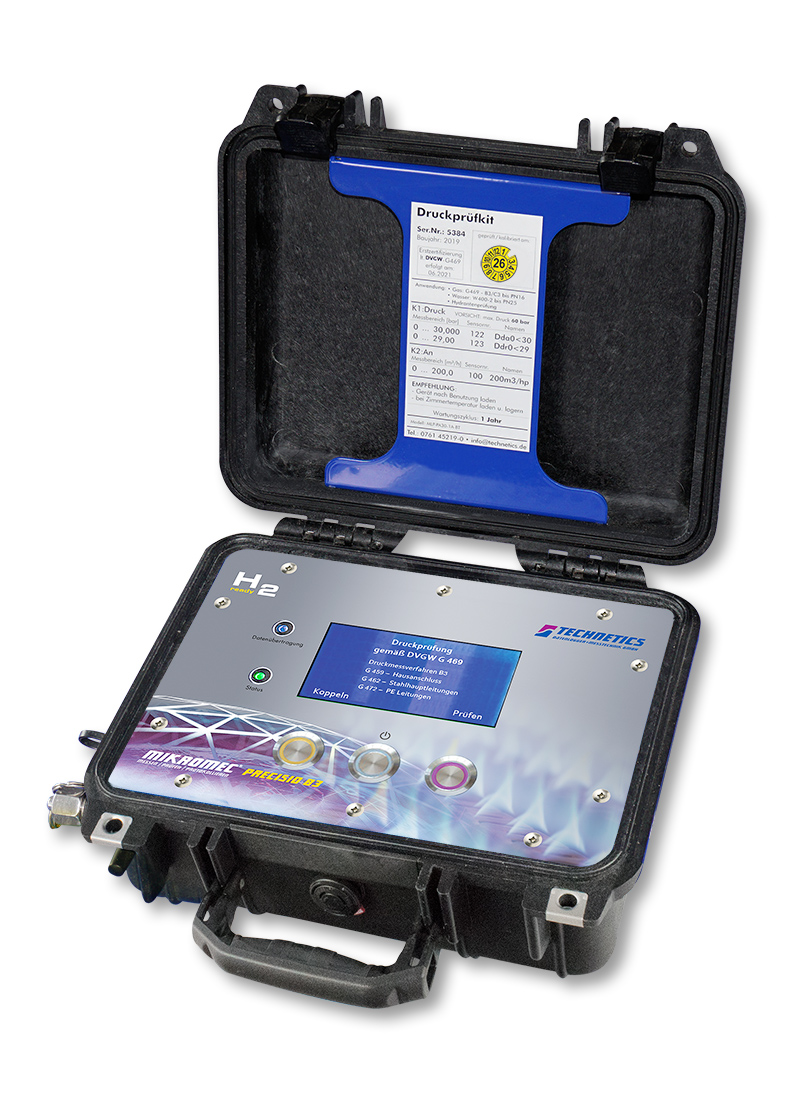 Druckprüfkit mikromec® Precisio B3, für Gasleitungsprüfungen mit dem Verfahren B3 gemäß DVGW G 469