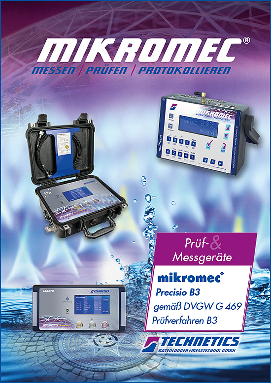 Broschüre über: Druckprüfkit mikromec® Precisio B3, für Gasleitungsprüfungen mit dem Verfahren B3 gemäß DVGW G 469