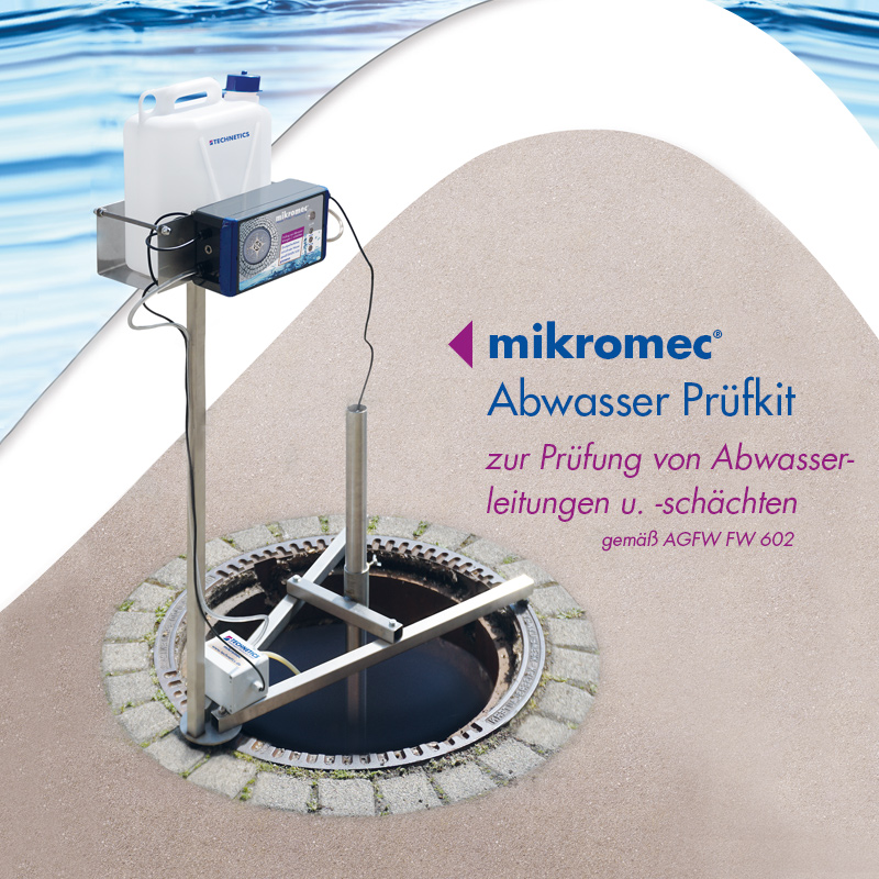 Technetics mikromec® Prüfkit Abwasser zur Messungen von Abwasserleitungen und Abwasserschächten