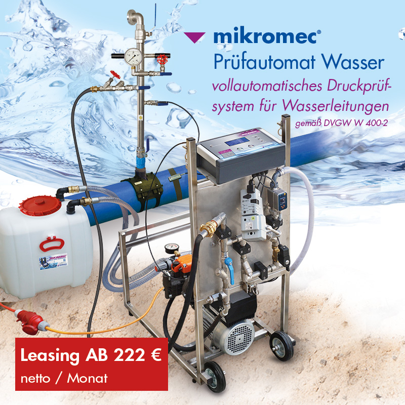 Technetics mikromec® Prüfautomat Wasser zur hochpräzisen Messungen von Wasserleitungen