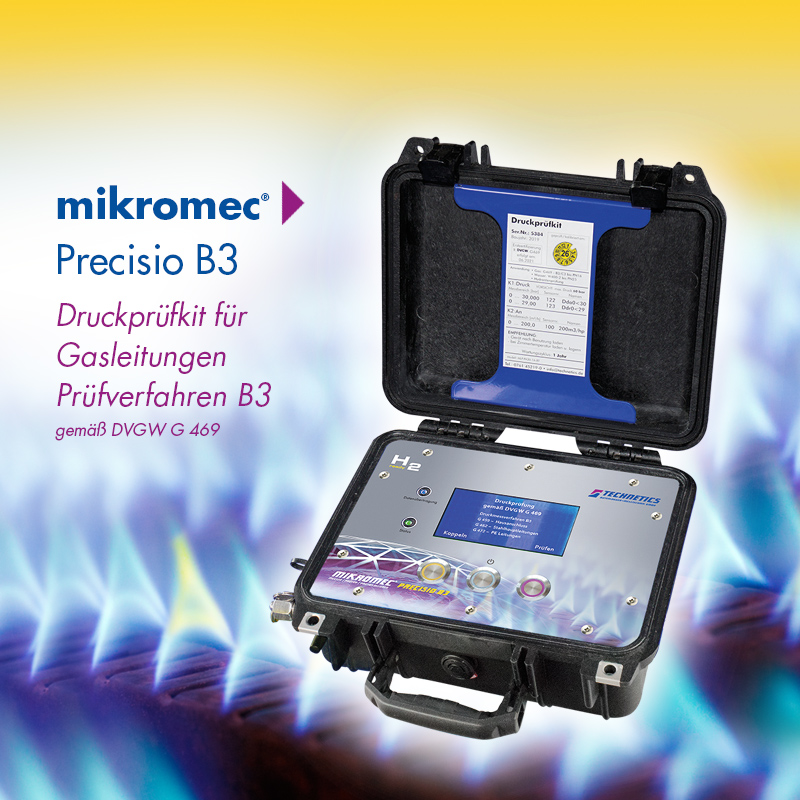 Technetics mikromec® Precisio B3 zur hochpräzisen Messungen von Gasleitungen